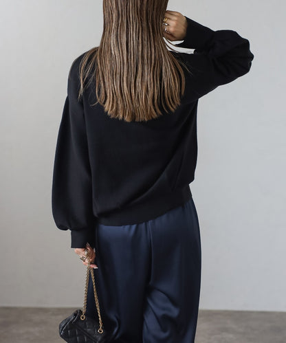 Front-Back 2Way Volume Sleeve Tucked Hem Anti-Static Knit [LADIES] 16