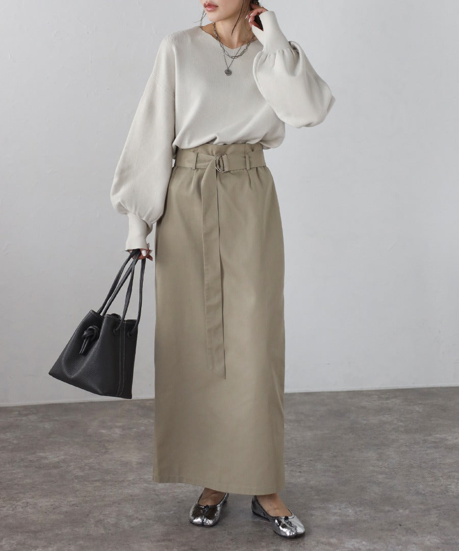 Front-Back 2Way Volume Sleeve Tucked Hem Anti-Static Knit [LADIES] 18