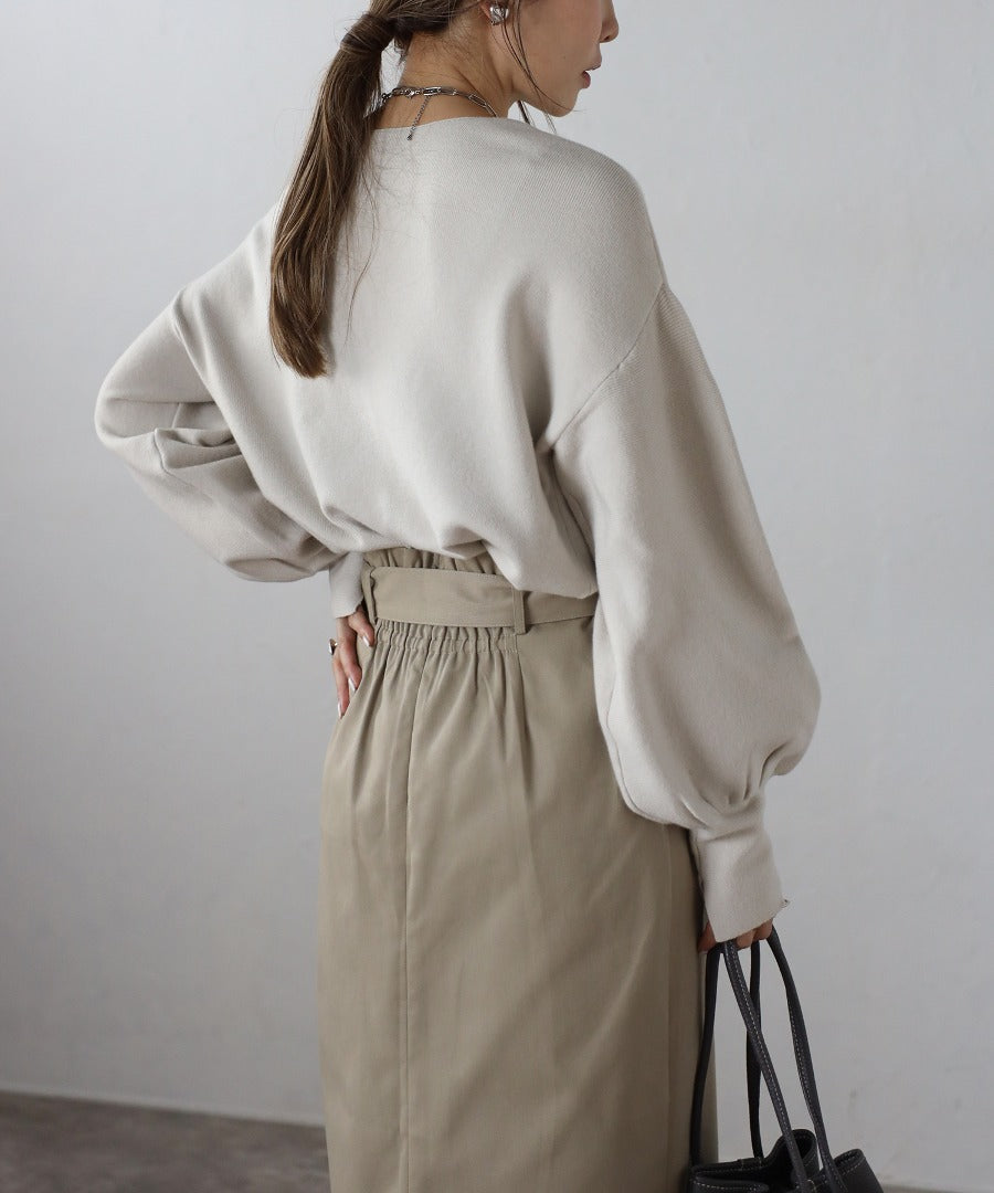 Front-Back 2Way Volume Sleeve Tucked Hem Anti-Static Knit [LADIES] 20