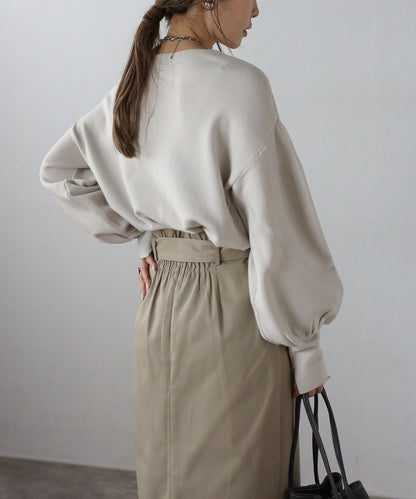 Front-Back 2Way Volume Sleeve Tucked Hem Anti-Static Knit [LADIES] 20