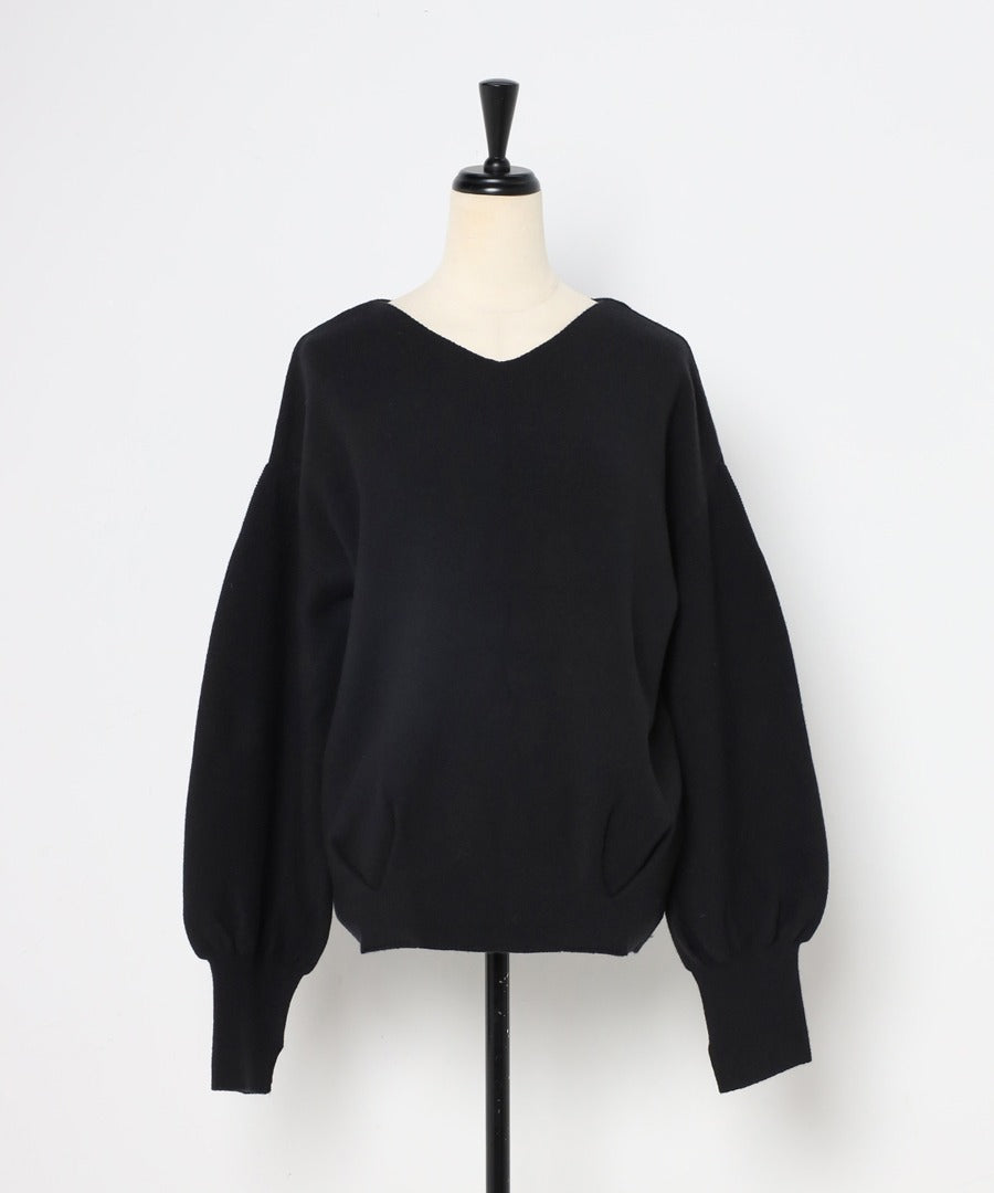 Front-Back 2Way Volume Sleeve Tucked Hem Anti-Static Knit [LADIES] 22