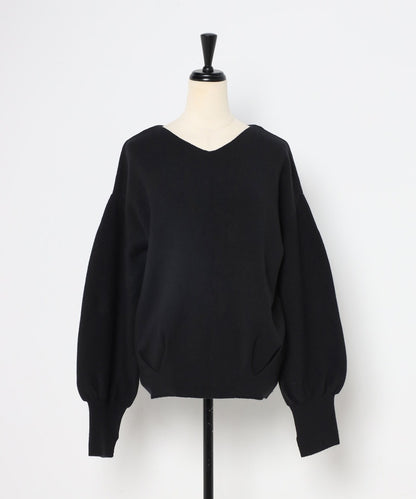 Front-Back 2Way Volume Sleeve Tucked Hem Anti-Static Knit [LADIES] 22