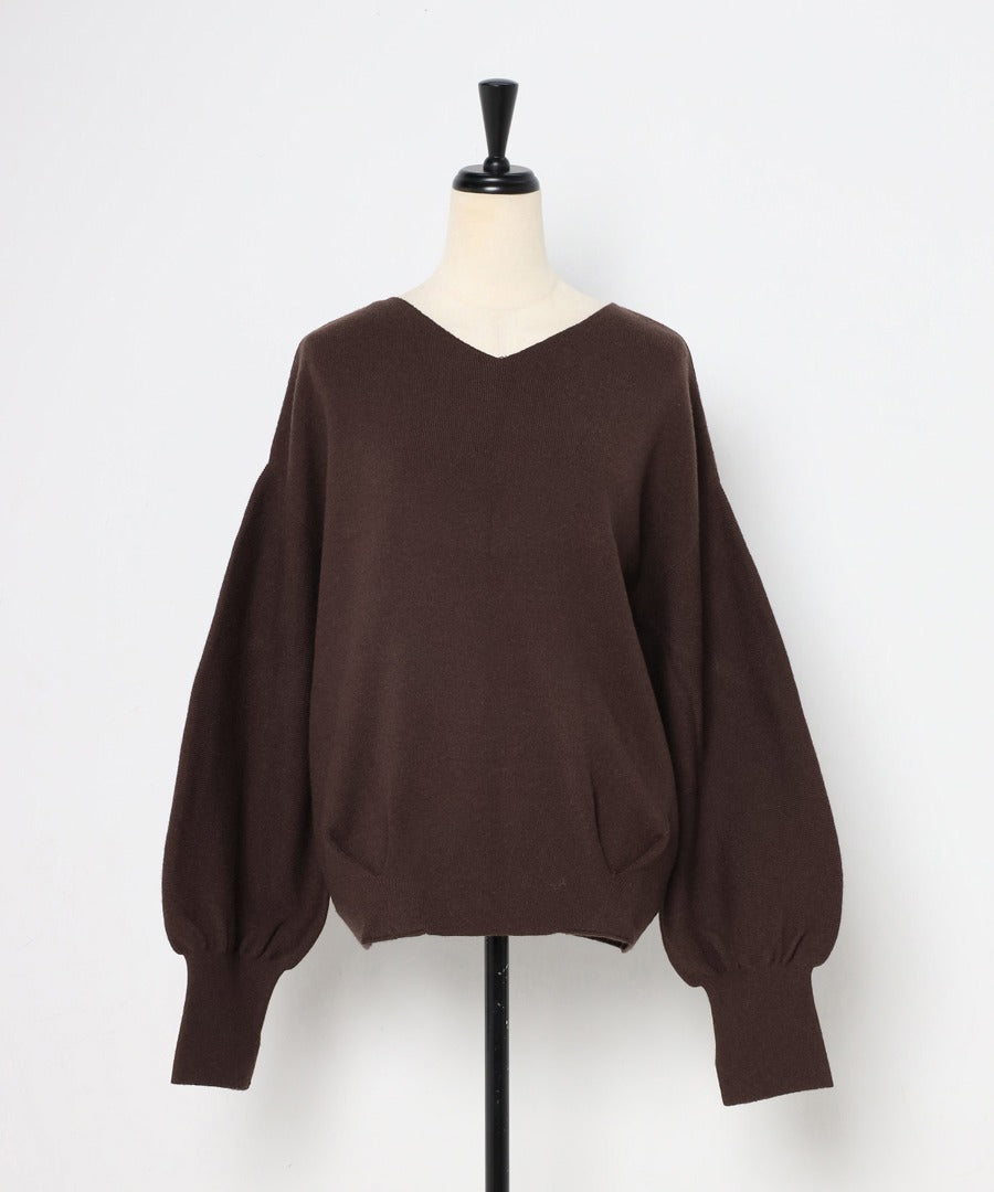 Front-Back 2Way Volume Sleeve Tucked Hem Anti-Static Knit [LADIES] 23