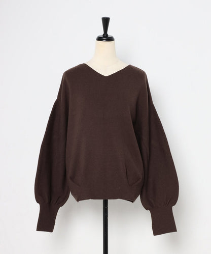 Front-Back 2Way Volume Sleeve Tucked Hem Anti-Static Knit [LADIES] 23