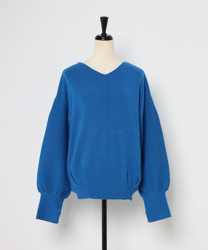 Front-Back 2Way Volume Sleeve Tucked Hem Anti-Static Knit [LADIES] 24