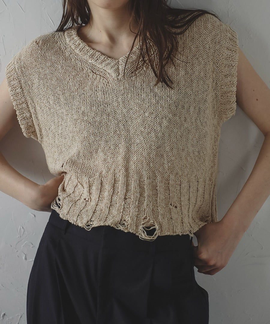 Damage Wash Knit Vest [LADIES] 1