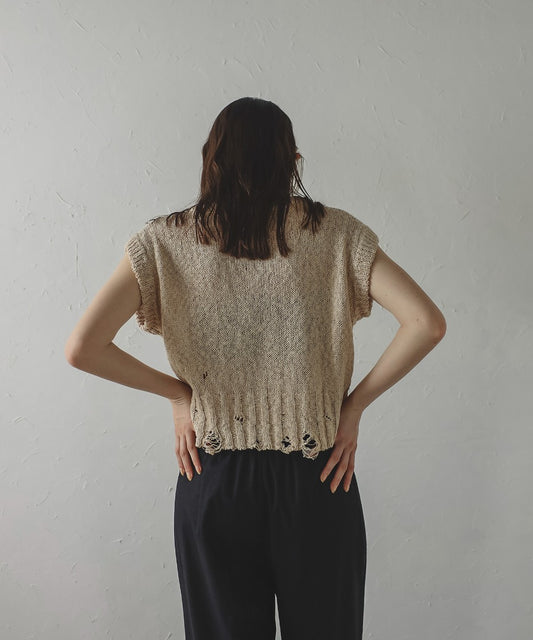 Damage Wash Knit Vest [LADIES] 2