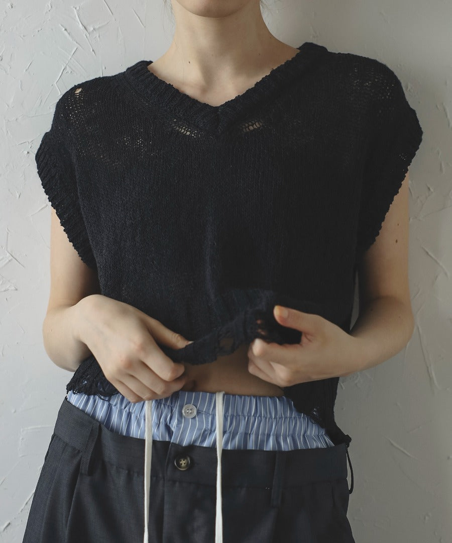 Damage Wash Knit Vest [LADIES] 4