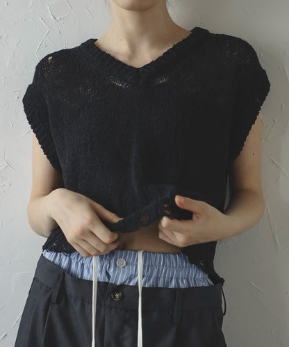 Damage Wash Knit Vest [LADIES] 4