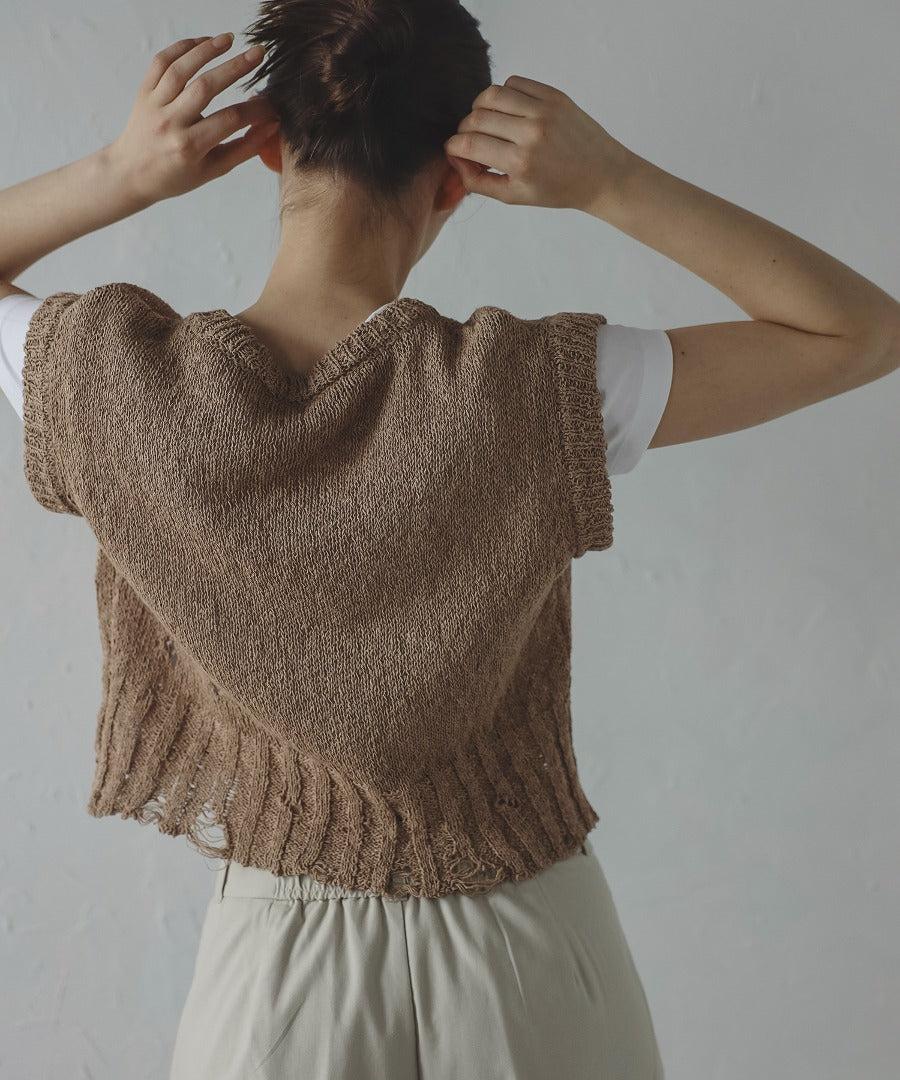 Damage Wash Knit Vest [LADIES] 5
