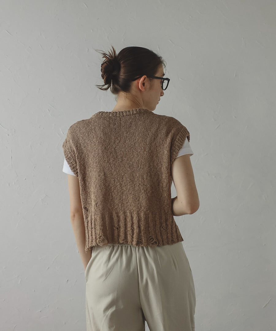 Damage Wash Knit Vest [LADIES] 6
