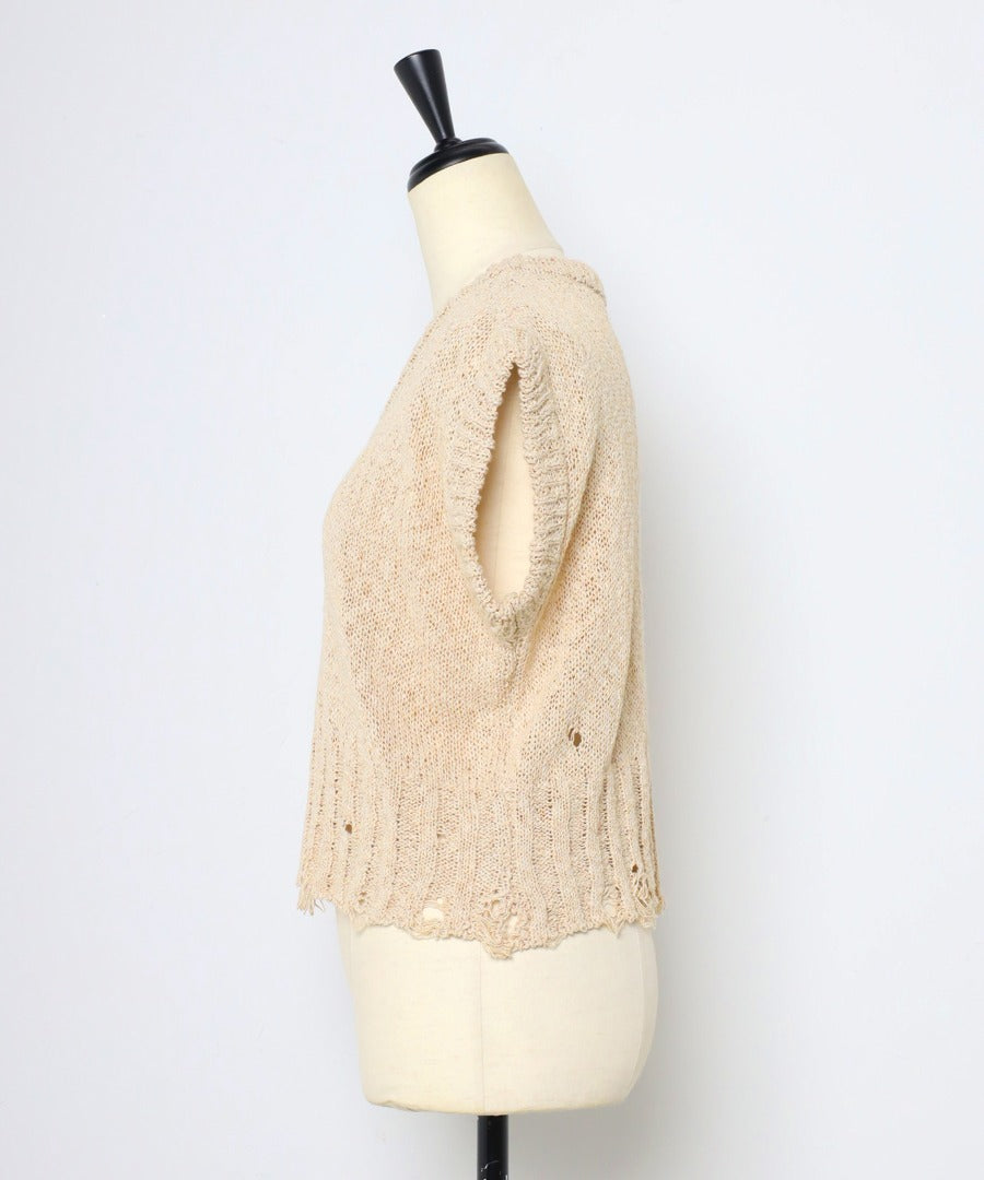 Damage Wash Knit Vest [LADIES] 7