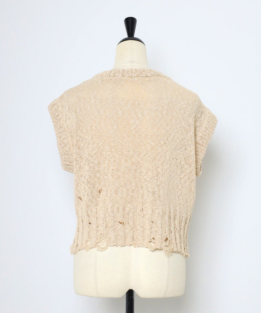 Damage Wash Knit Vest [LADIES] 8