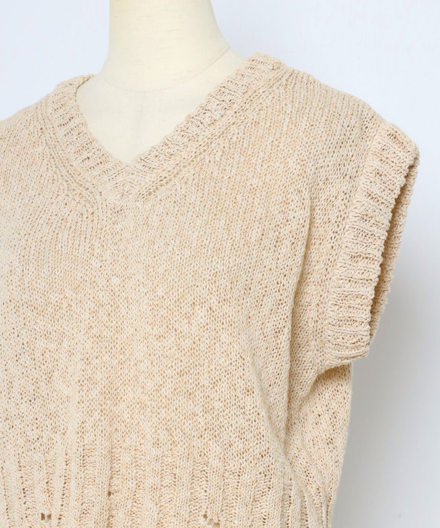 Damage Wash Knit Vest [LADIES] 9