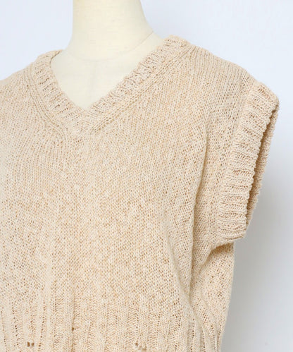 Damage Wash Knit Vest [LADIES] 9