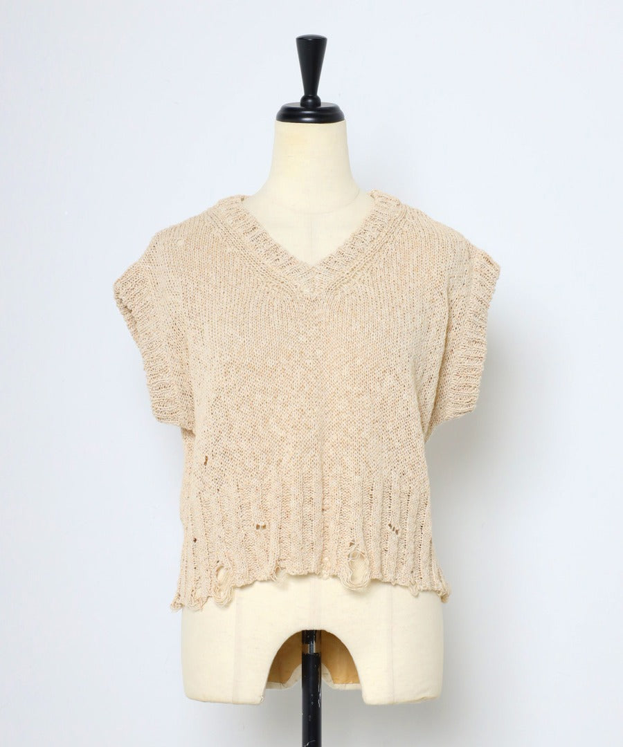 Damage Wash Knit Vest [LADIES] 12