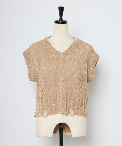 Damage Wash Knit Vest [LADIES] 13