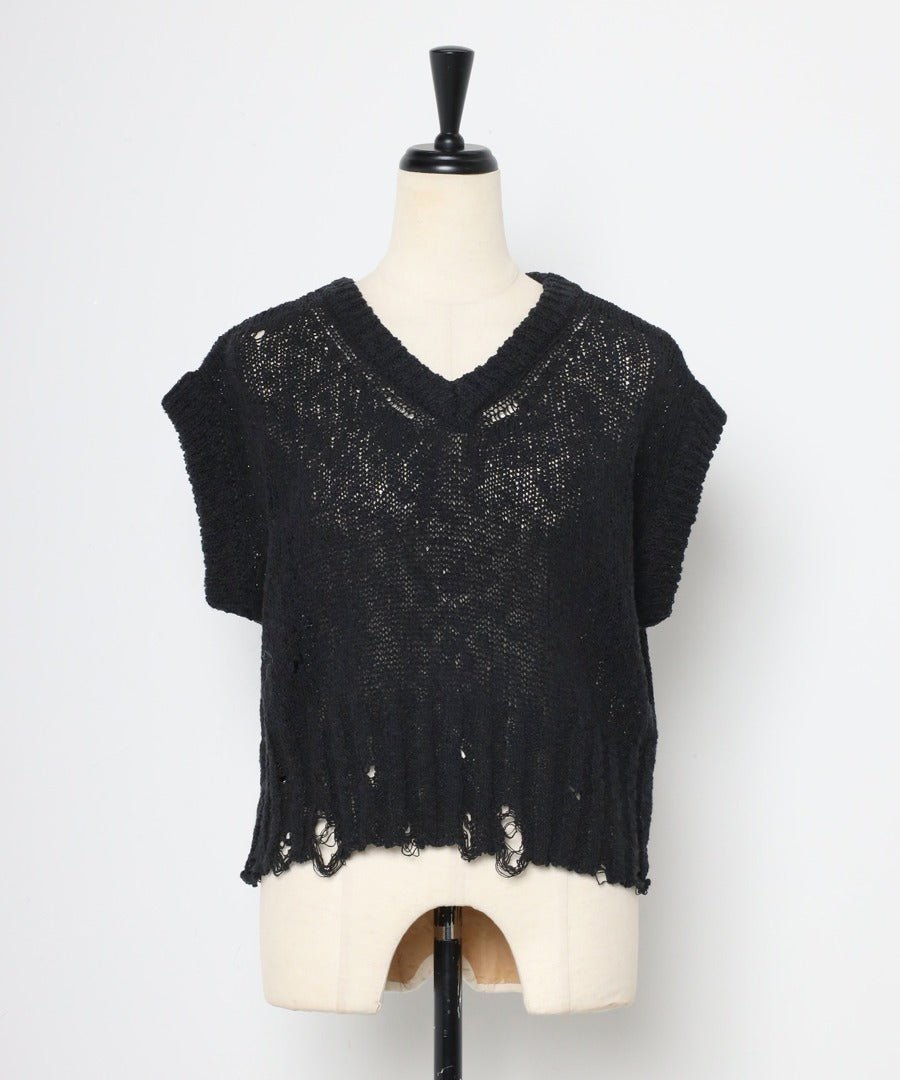 Damage Wash Knit Vest [LADIES] 14