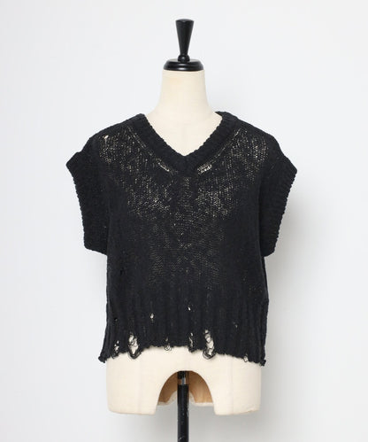 Damage Wash Knit Vest [LADIES] 14