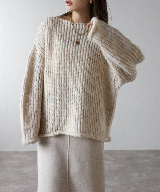 Alpaca Touch Boat Neck Low Gauge Knit [LADIES] 1