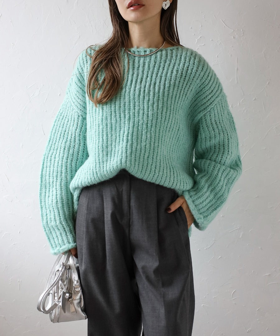 Alpaca Touch Boat Neck Low Gauge Knit [LADIES] 16