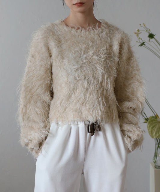 Teddy Bear Shaggy Cropped Pullover [LADIES] 2
