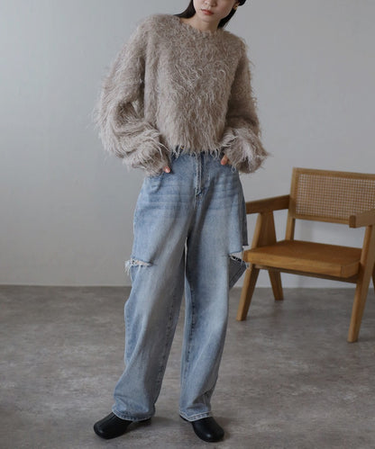 Teddy Bear Shaggy Cropped Pullover [LADIES] 17