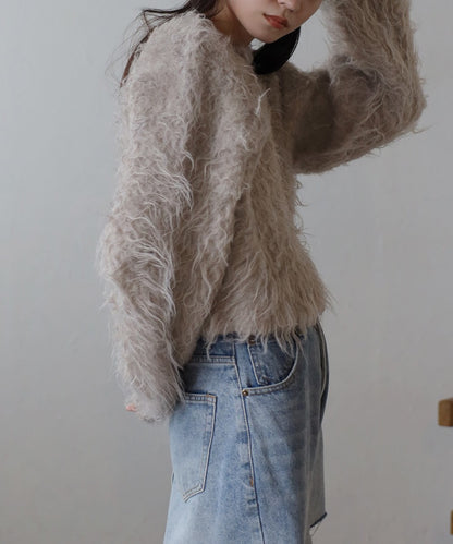 Teddy Bear Shaggy Cropped Pullover [LADIES] 18