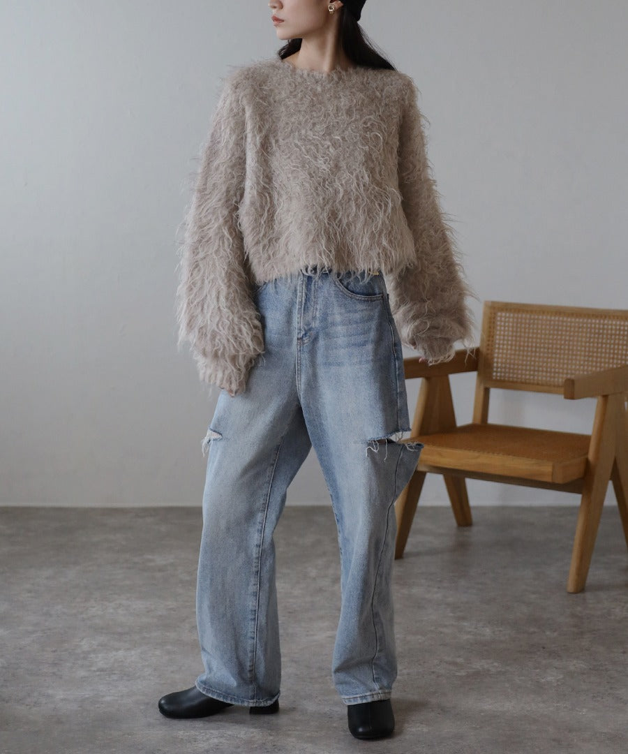 Teddy Bear Shaggy Cropped Pullover [LADIES] 21