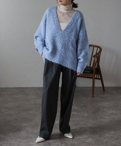 Boucle Deep V-Neck Knit [LADIES] 19