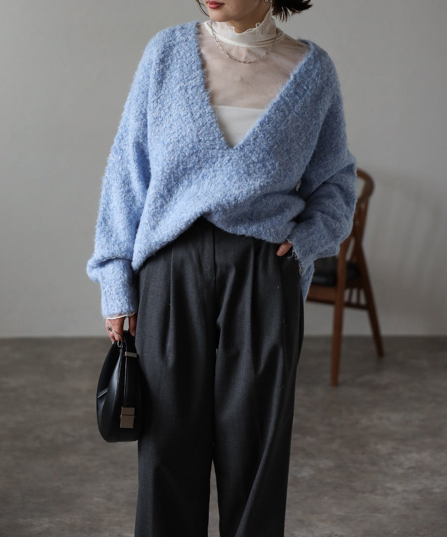 Boucle Deep V-Neck Knit [LADIES] 22