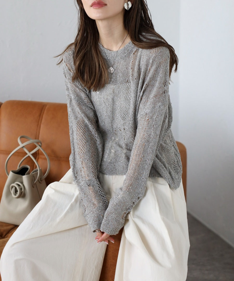 Crew Neck Damage Knit [LADIES] 1