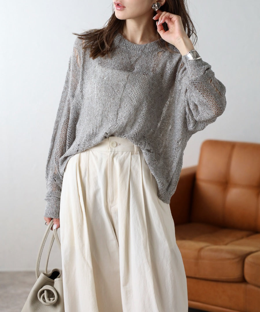 Crew Neck Damage Knit [LADIES] 3