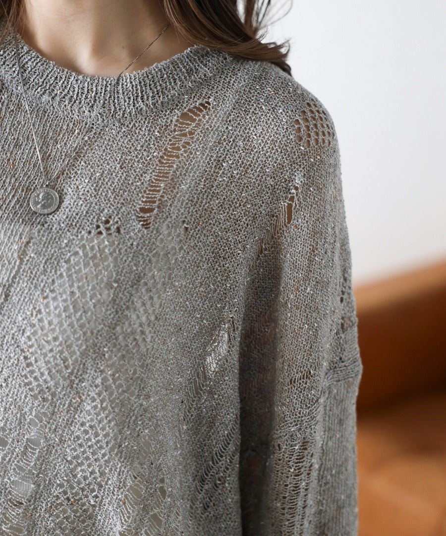 Crew Neck Damage Knit [LADIES] 9