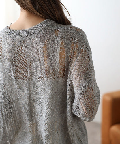 Crew Neck Damage Knit [LADIES] 10