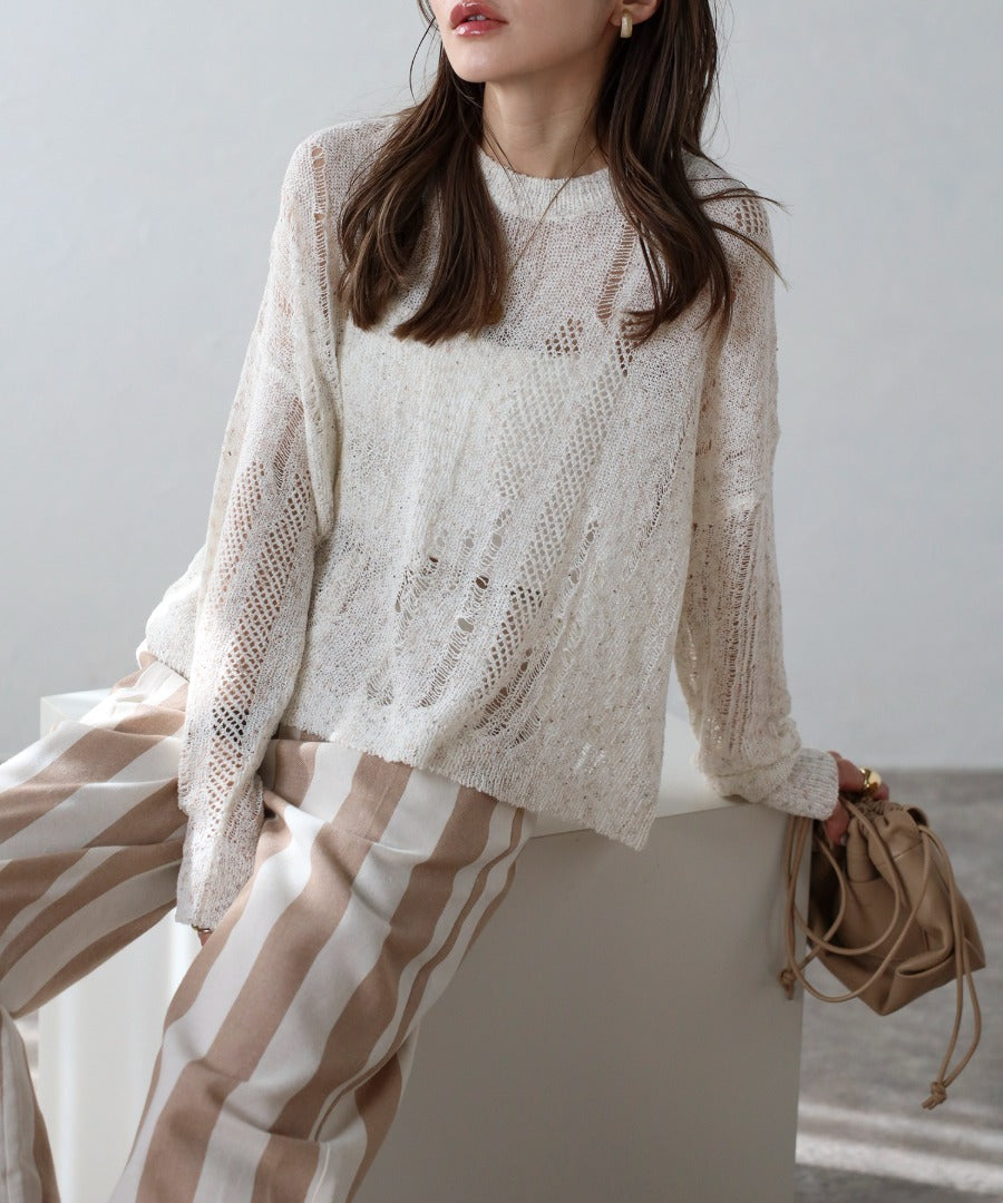 Crew Neck Damage Knit [LADIES] 11