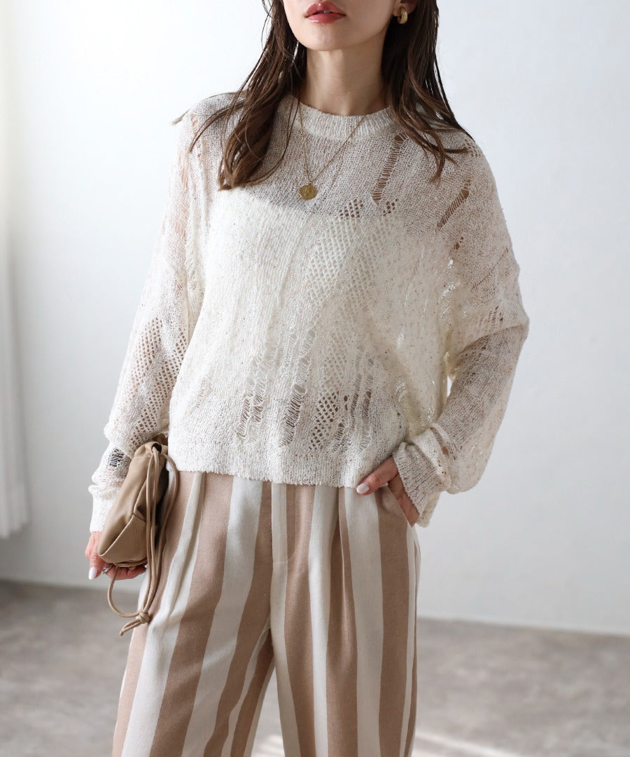 Crew Neck Damage Knit [LADIES] 12