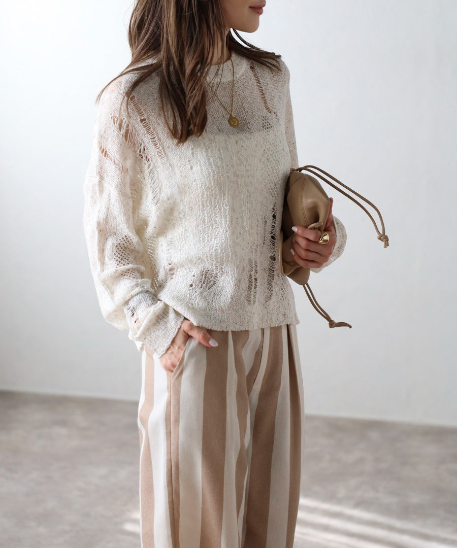 Crew Neck Damage Knit [LADIES] 13