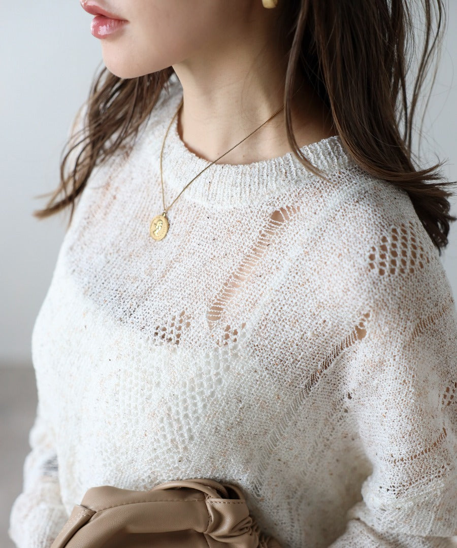 Crew Neck Damage Knit [LADIES] 19