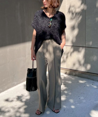 V-Neck Shaggy Knit Vest [LADIES] 1