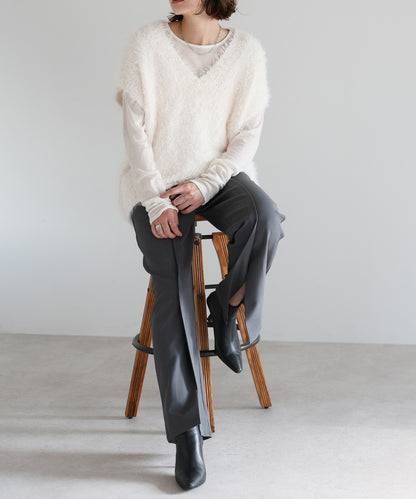 V-Neck Shaggy Knit Vest [LADIES] 10