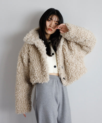 Poodle Boa 2Way Collar Coat [LADIES] 2