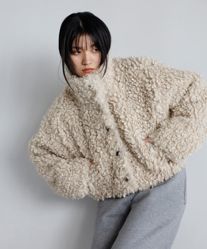 Poodle Boa 2Way Collar Coat [LADIES] 9