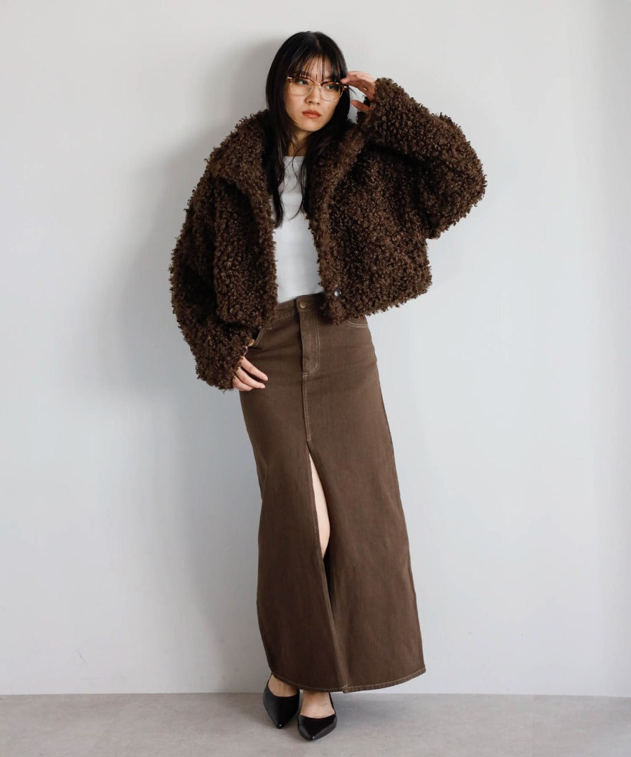 Poodle Boa 2Way Collar Coat [LADIES] 12