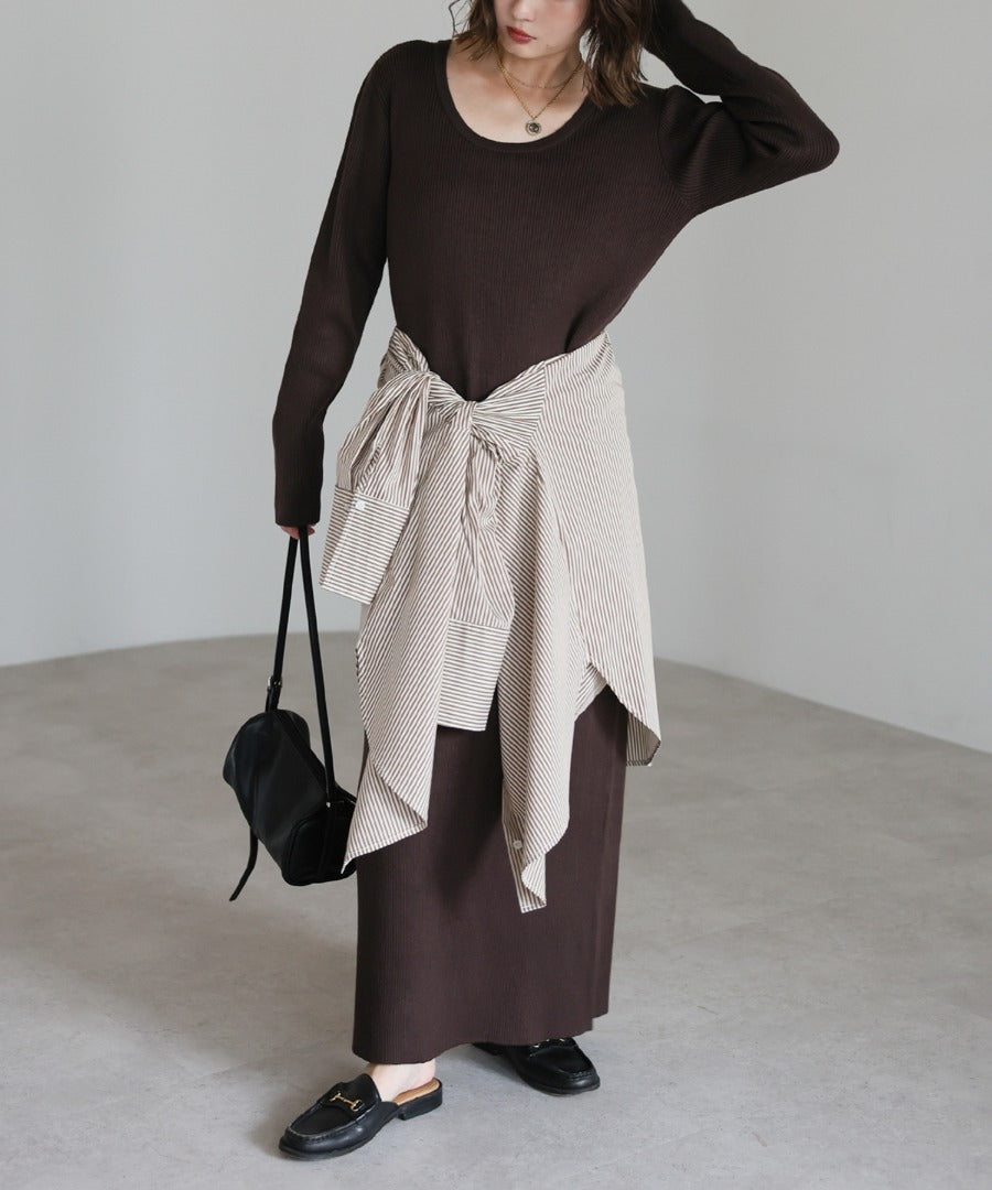Front-Back 2Way Rib Knit Dress [LADIES] 7
