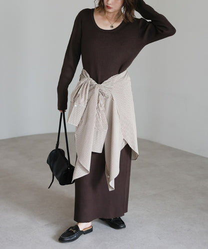 Front-Back 2Way Rib Knit Dress [LADIES] 7