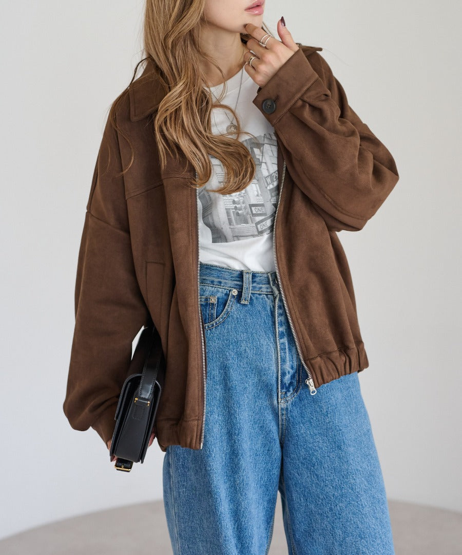 Faux Suede Zip Jacket [LADIES] 1