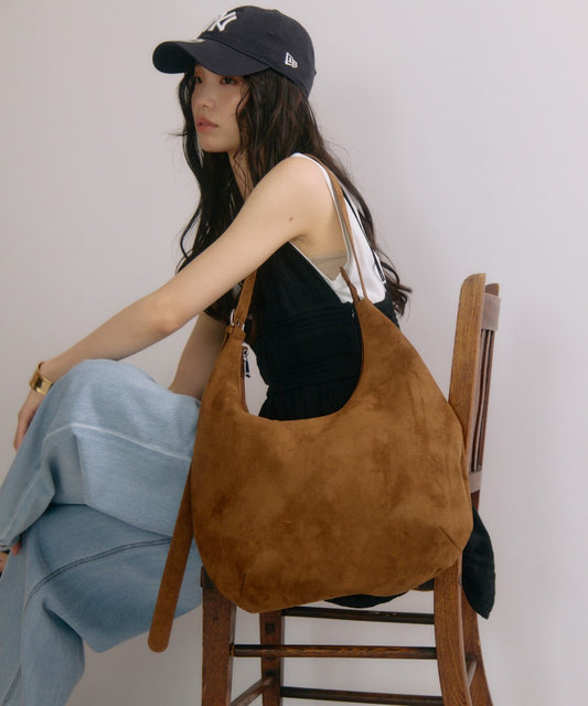 Faux Suede Moon Shoulder Tote Bag [LADIES] 1