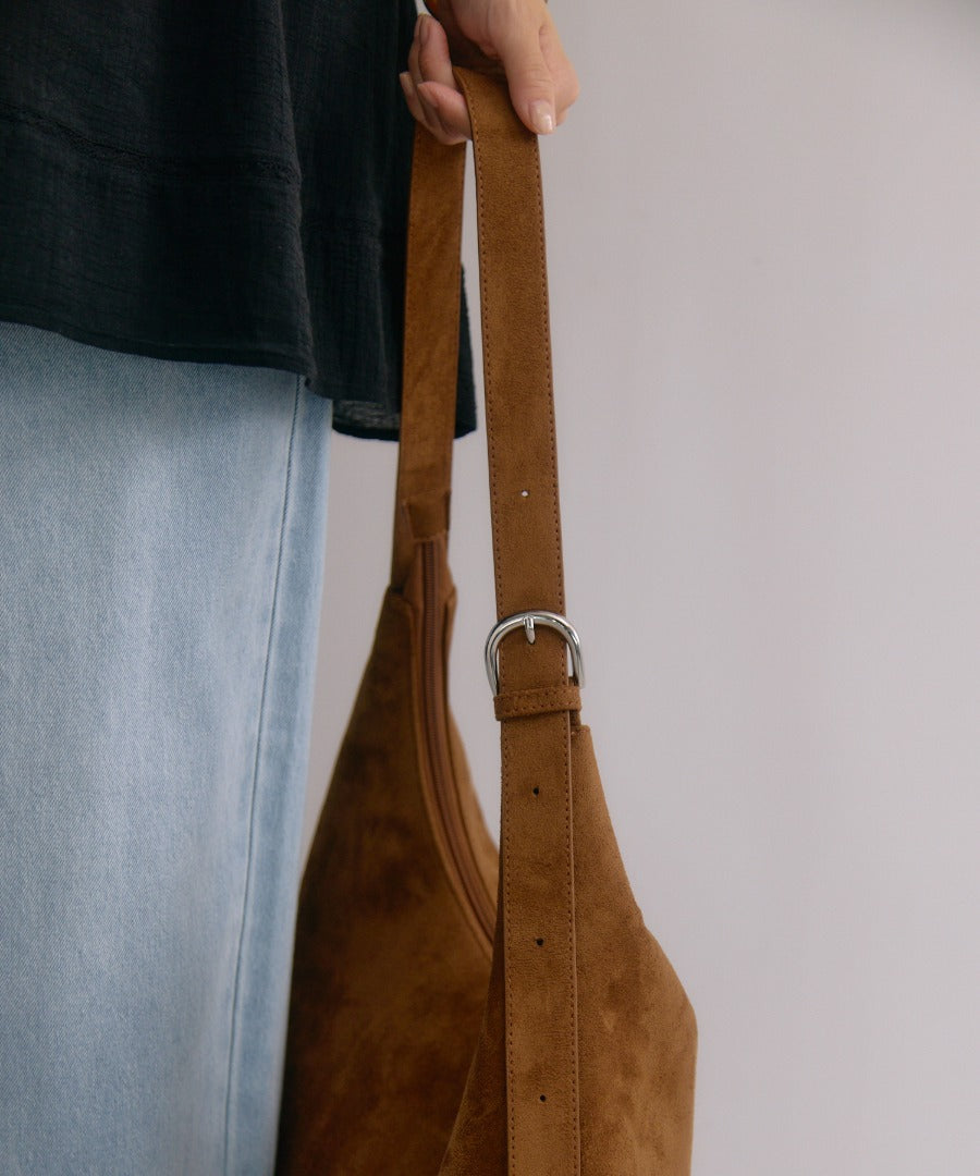 Faux Suede Moon Shoulder Tote Bag [LADIES] 9