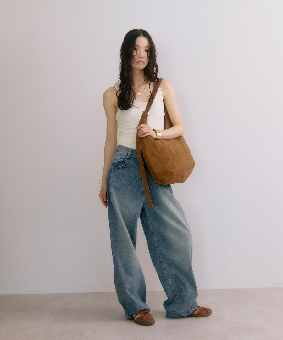 Faux Suede Moon Shoulder Tote Bag [LADIES] 11